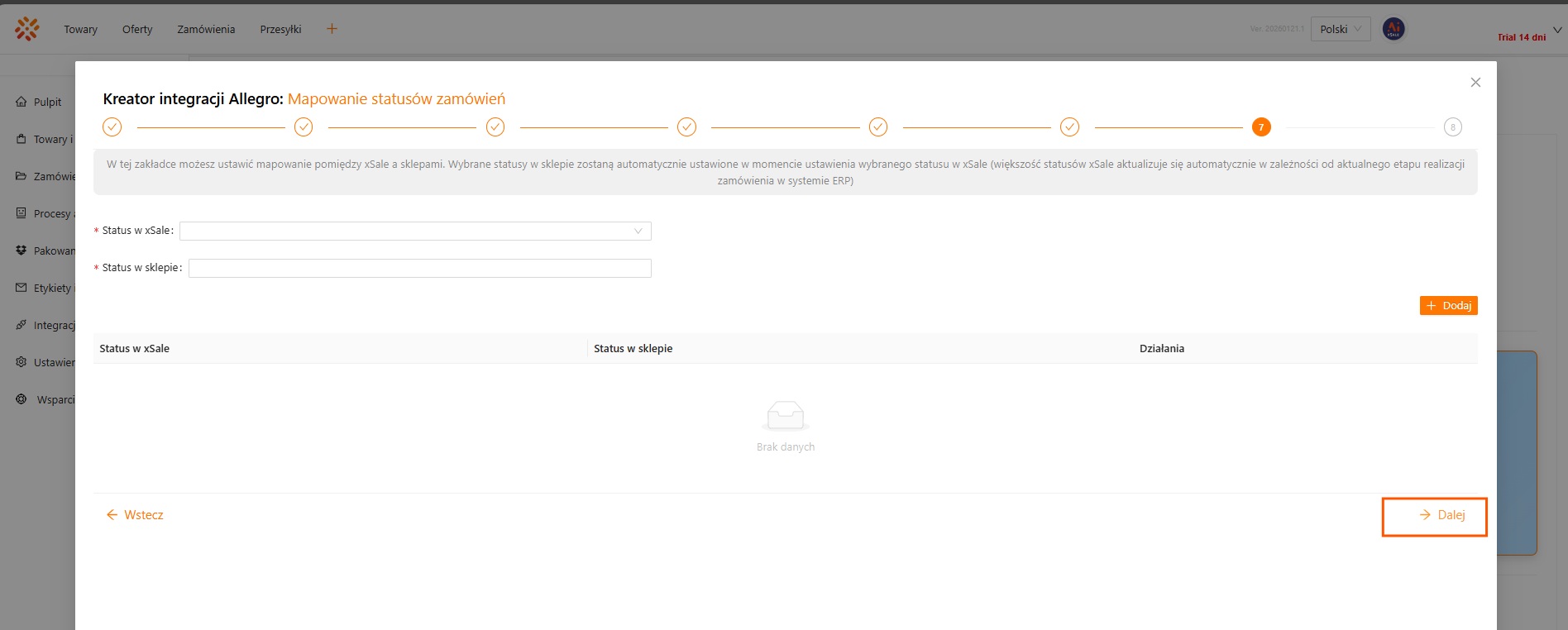 Kreator integracji Allegro — krok 10