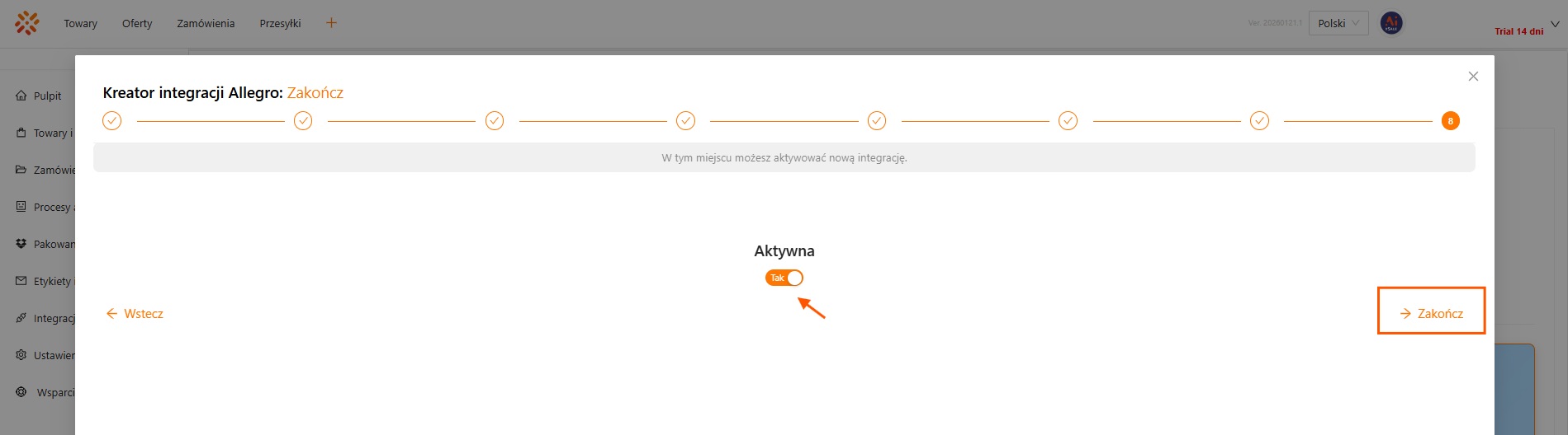 Kreator integracji Allegro — krok 11
