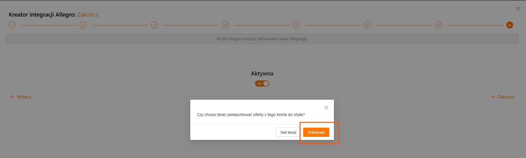 Kreator integracji Allegro — krok 12
