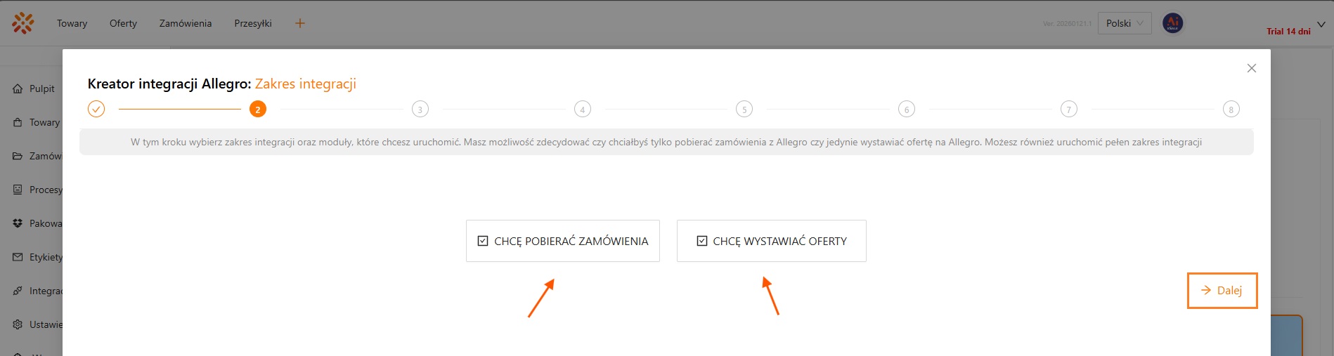 Kreator integracji Allegro — krok 5