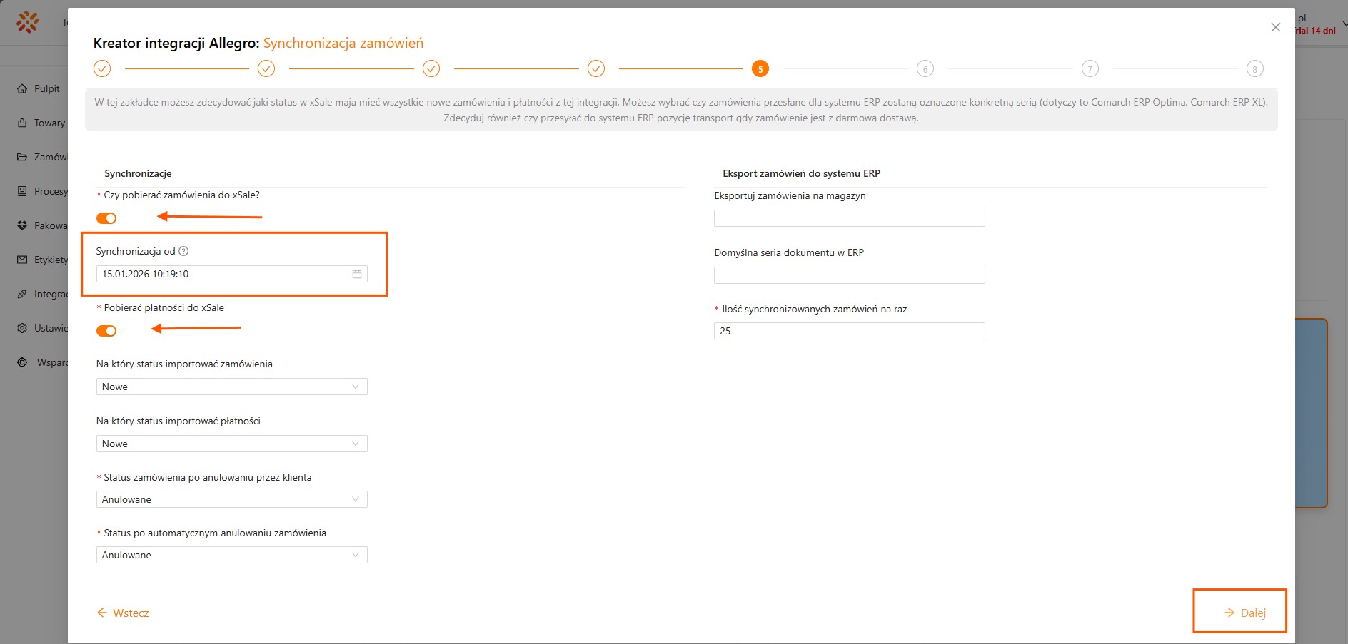 Kreator integracji Allegro — krok 8