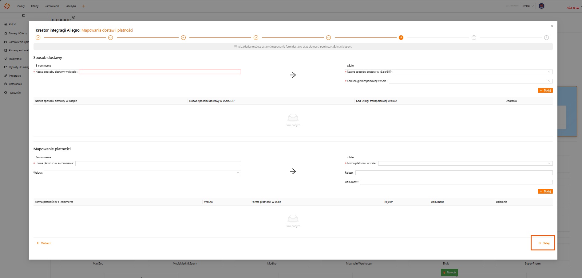 Kreator integracji Allegro — krok 9