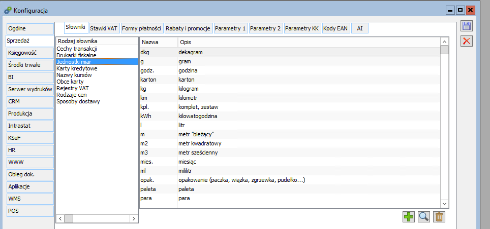 Konfiguracja jednostki pomocniczej w słownikach Comarch ERP XL