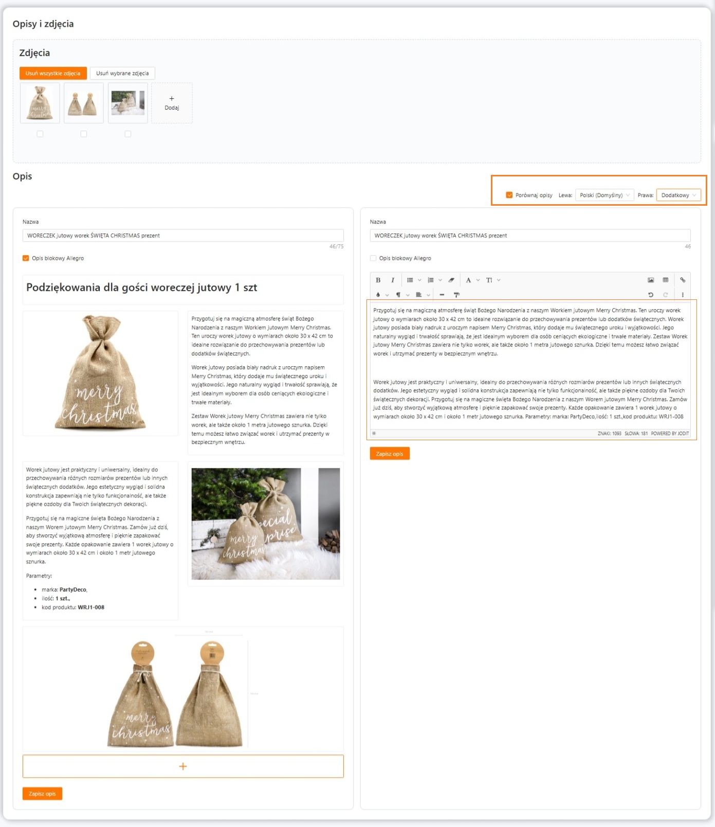 Porównanie opisów dla InPost Buy