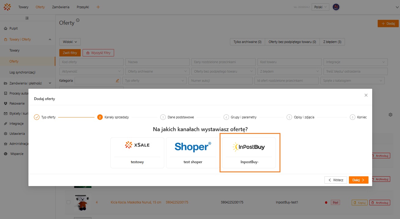 Wybierz kanał InPost Buy