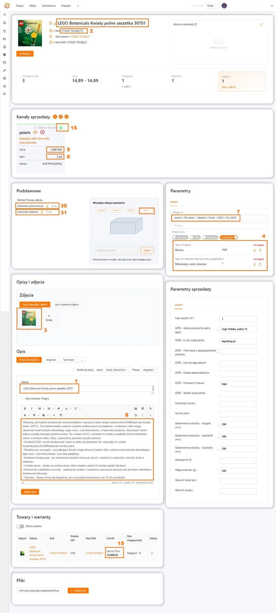 Rozpiska oferty w xSale