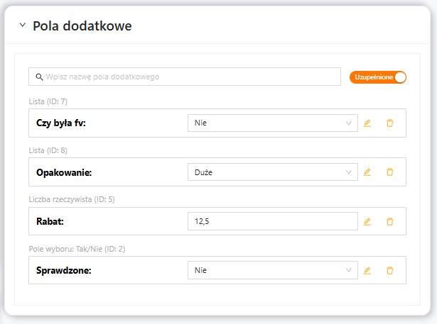 Pola dodatkowe na zamówieniu w xSale