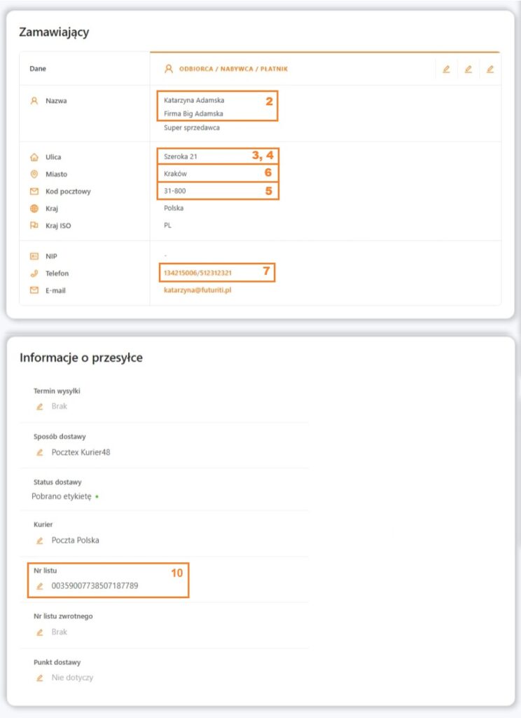 Zamówienie xSale dla przesyłki Poczta Polska - Paczka pocztowa