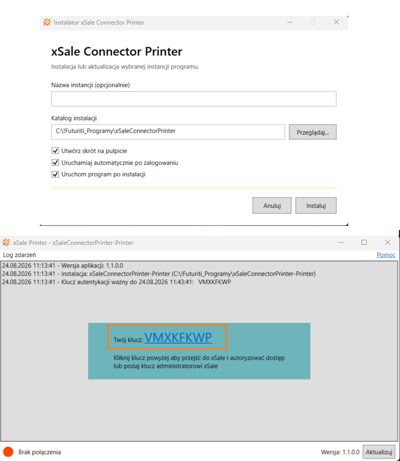 Instalator xSale Connector Printer